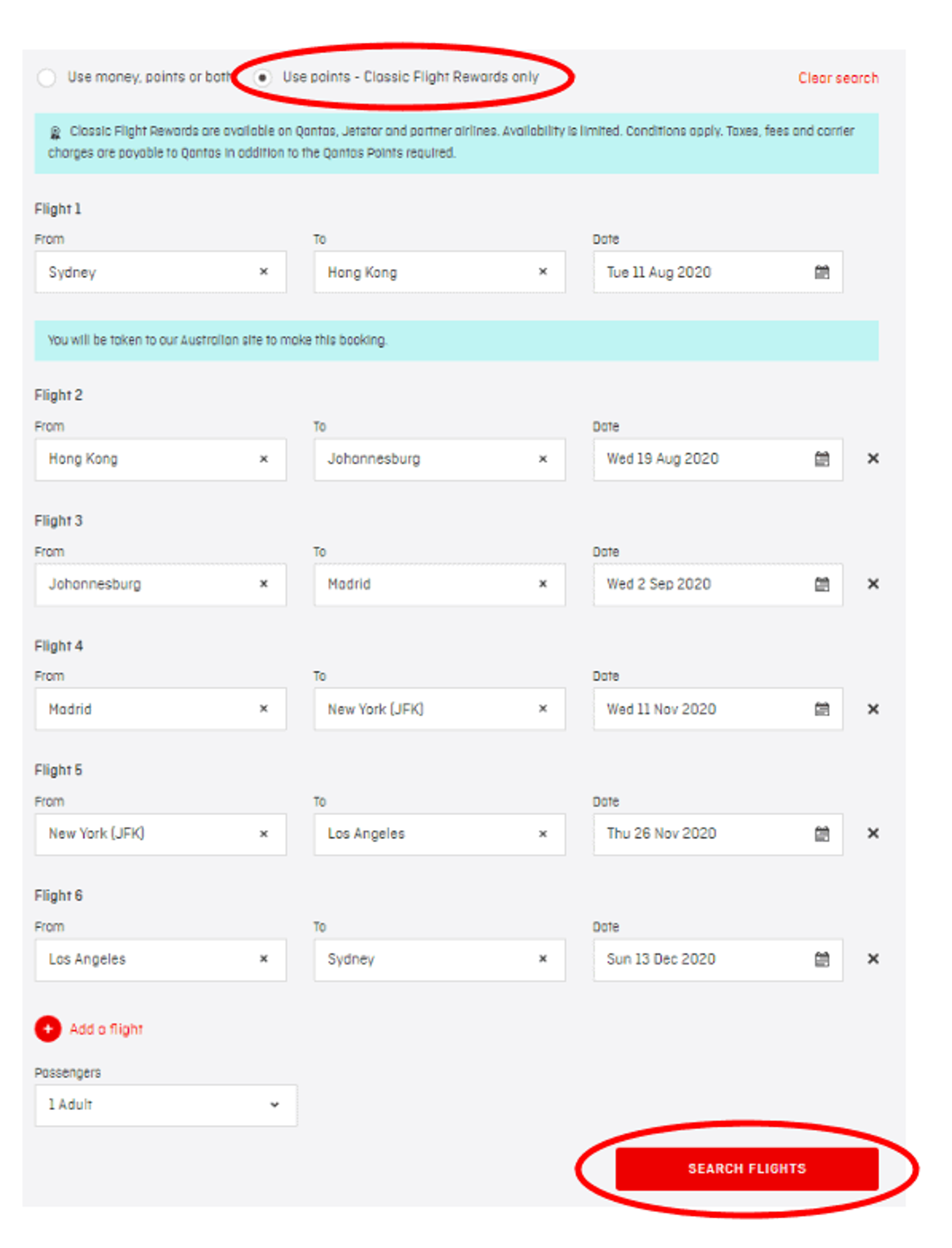 Qantas Round The World Points Booking Guide Points Usage