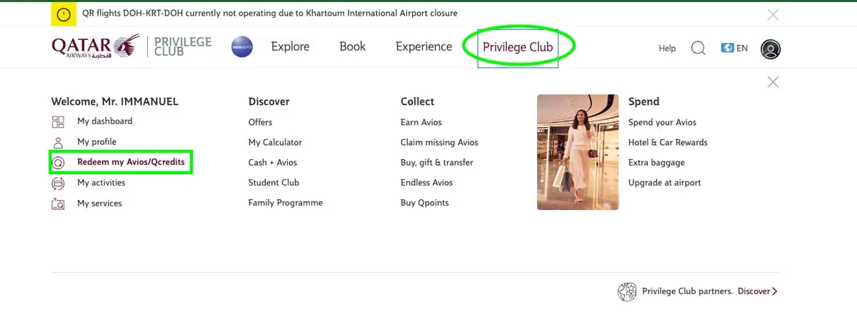 How to redeem Qatar Airways Avios