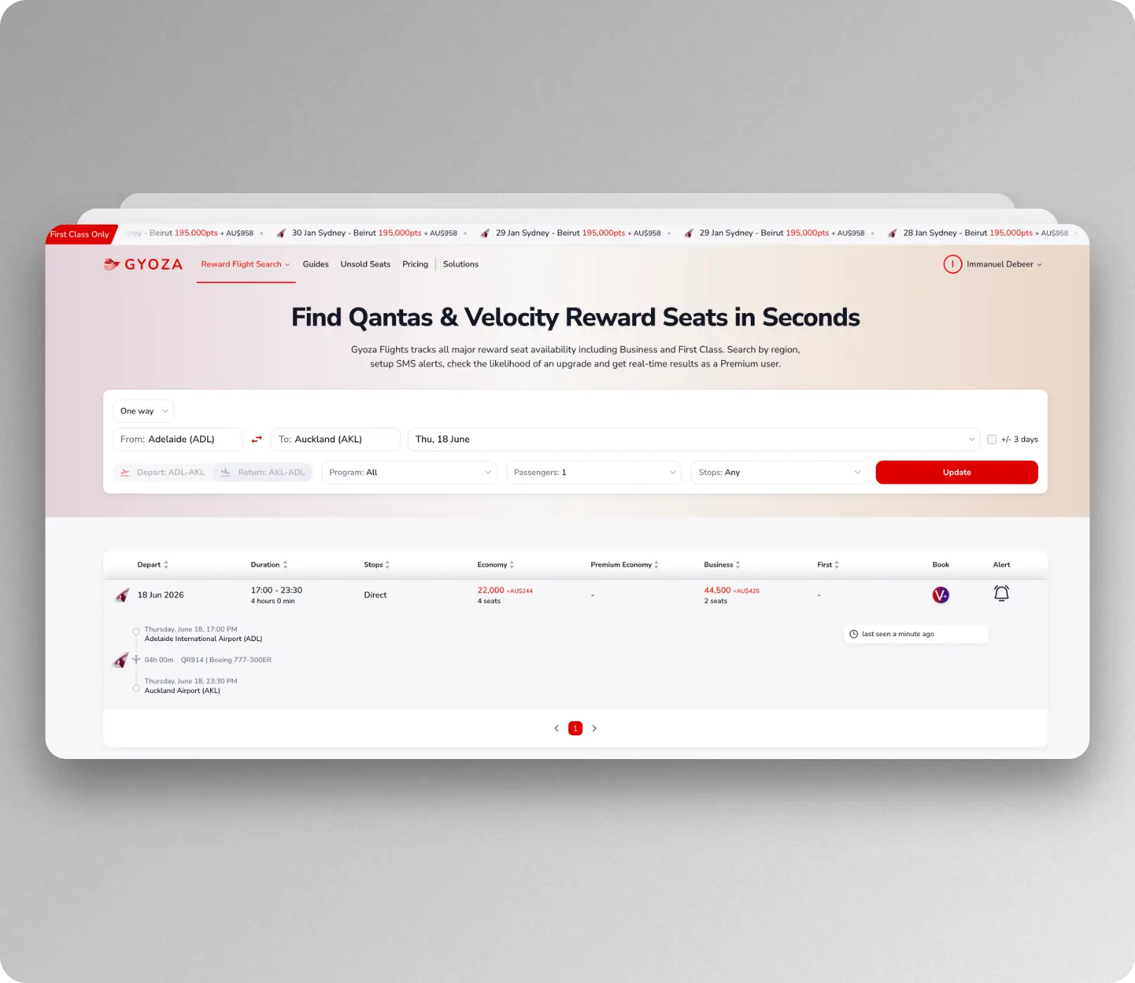 Use Gyoza to find award flights 