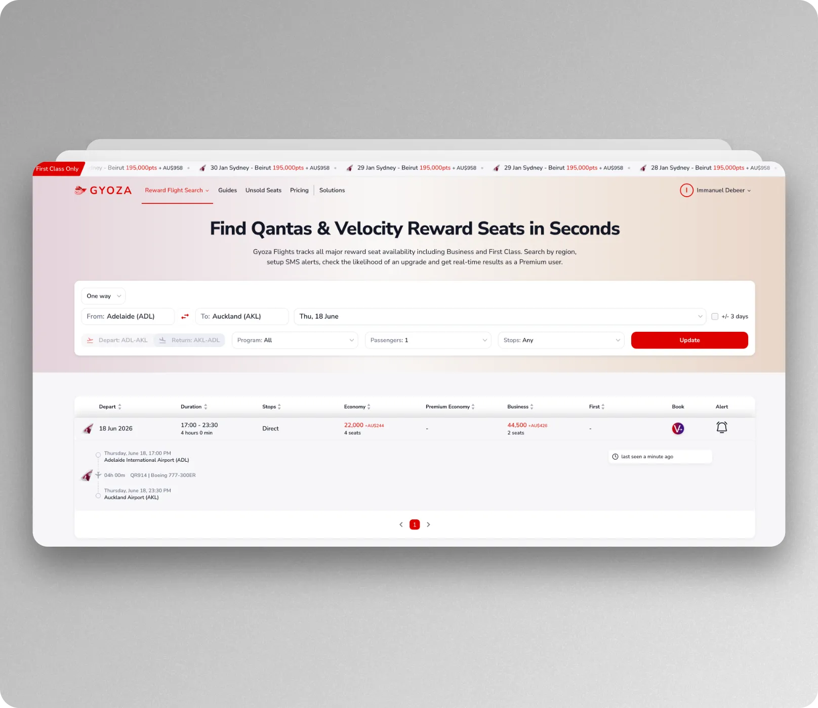 Use Gyoza to find award flights