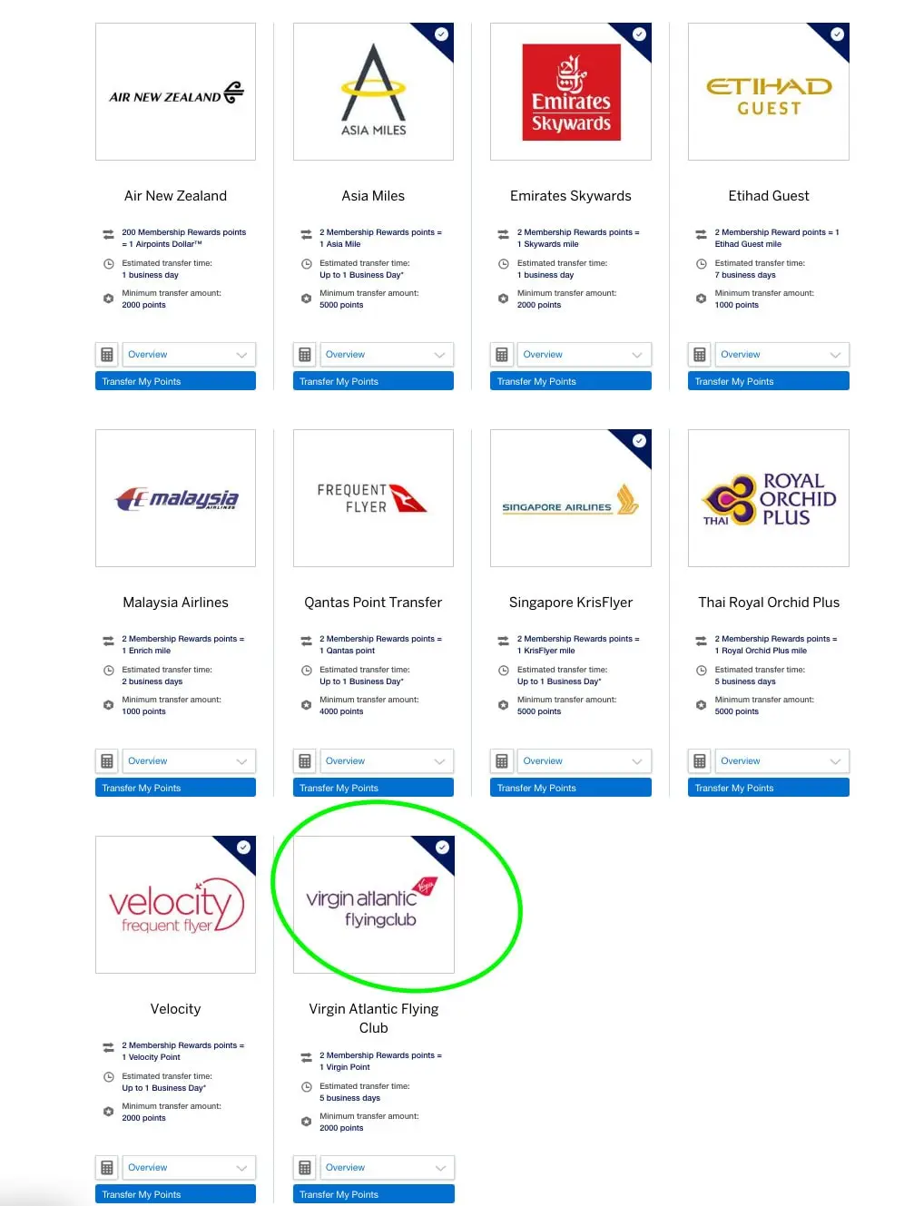 Amex Transfer Partners