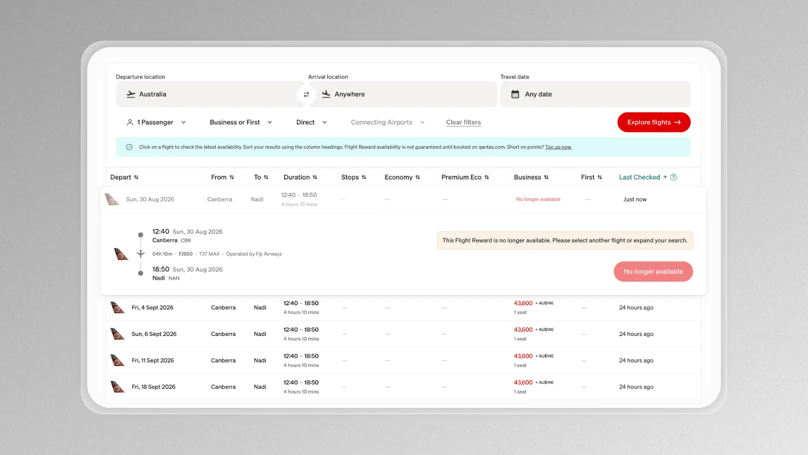 Qantas Partner Airline Reward Seats Vanish In Website Glitch