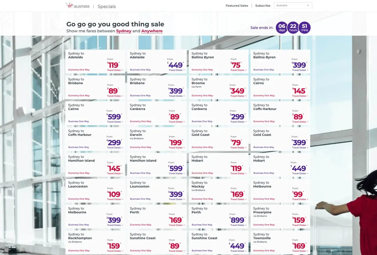 Virgin Australia Launches Sale With Flights From $75 Promo