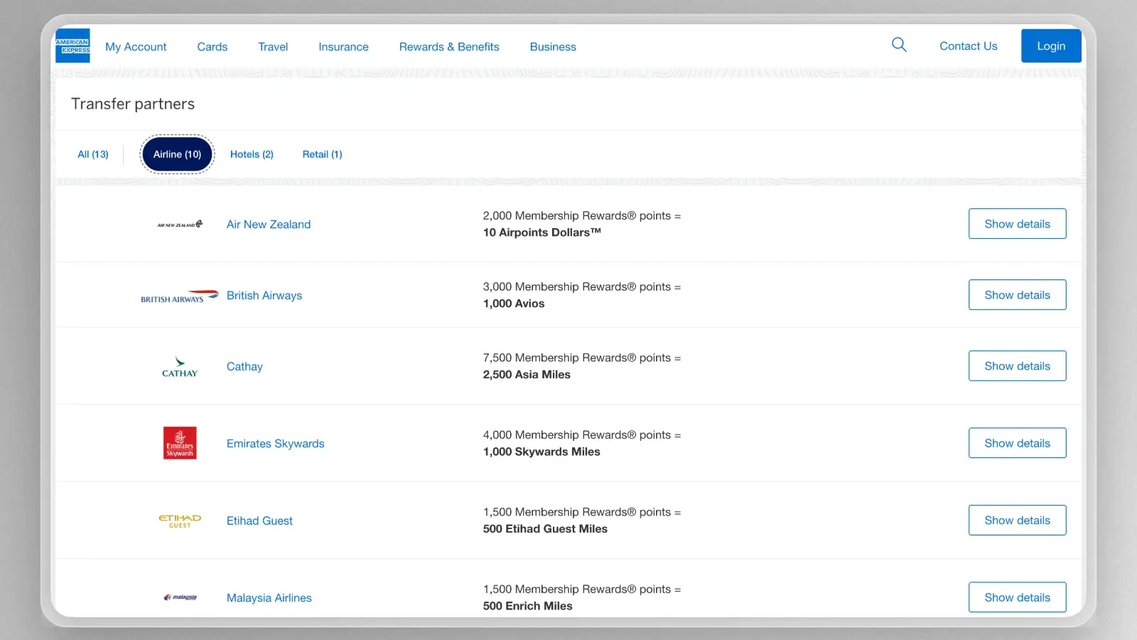 American Express Membership Rewards transfer partners