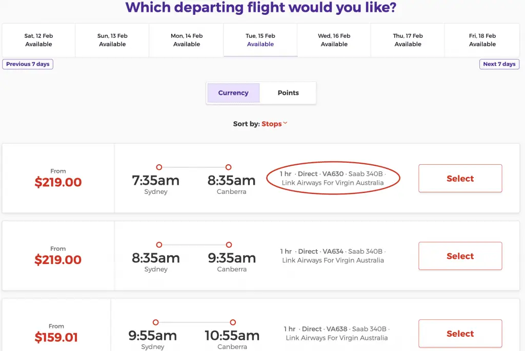 seat selection page.
