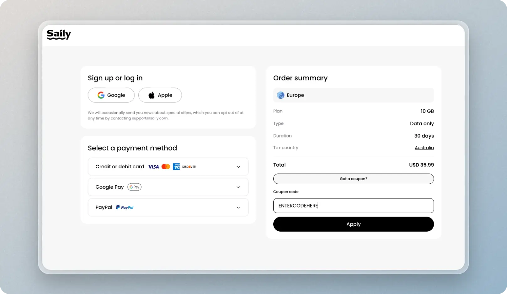 How to use the Saily esim discount code