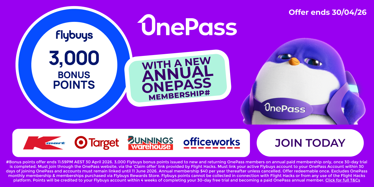 OnePass Deal: 30 Days Free & 3,000 Flybuys Points