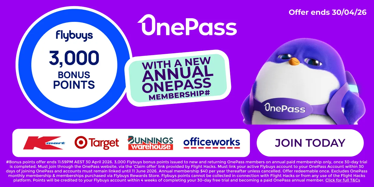 OnePass Deal: 30 Days Free & 3,000 Flybuys Points