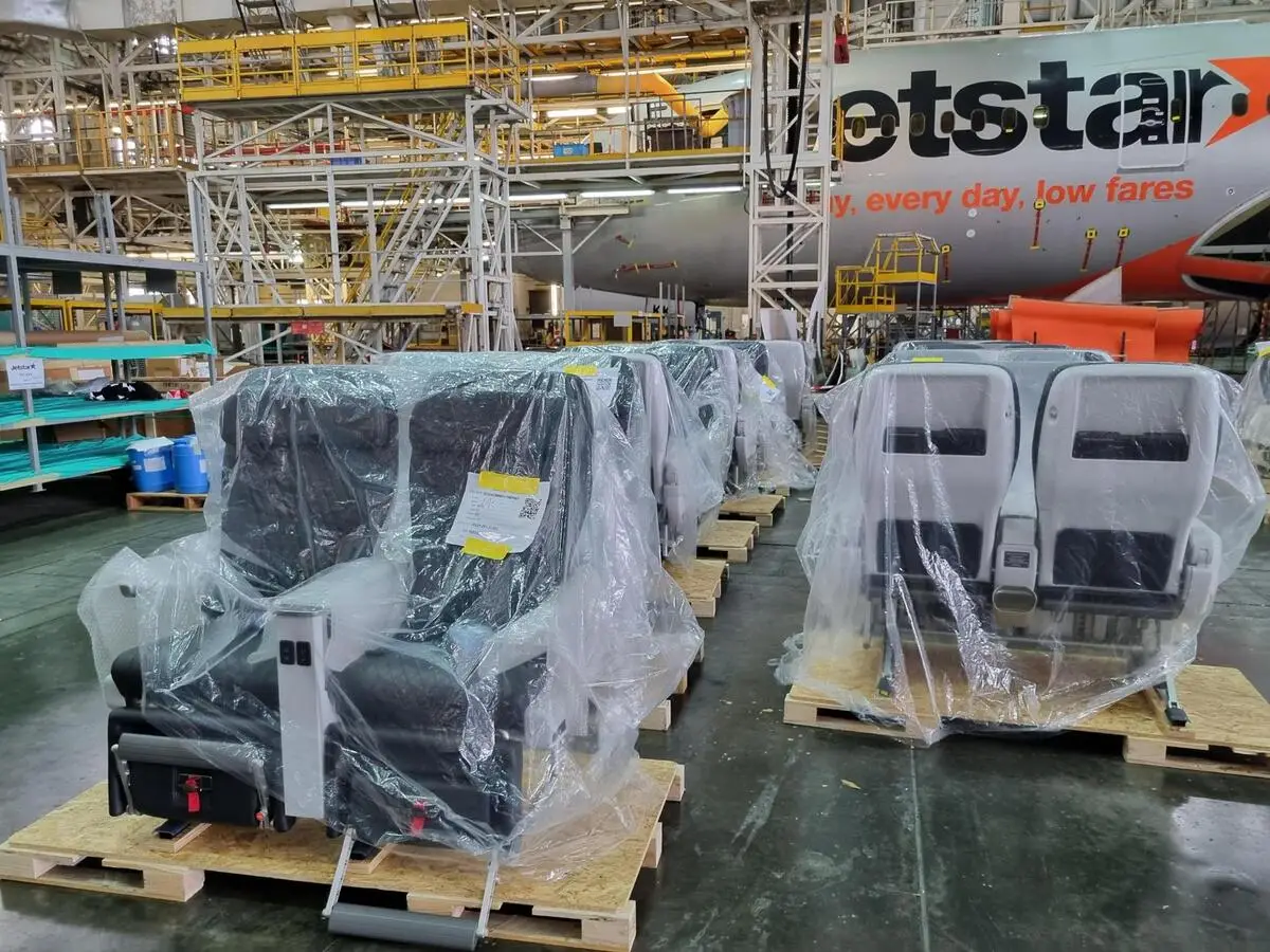 Jetstar's new Business Class seats being installed at HKG
