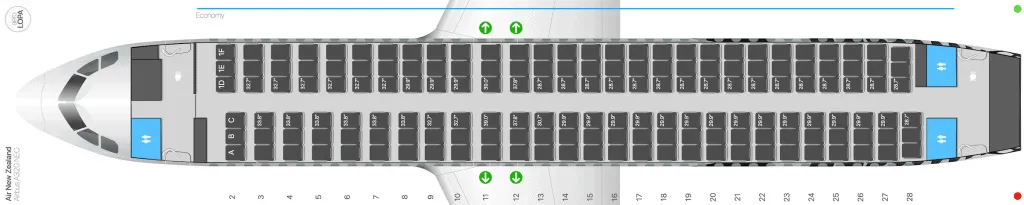Air New Zealand A320 seat map