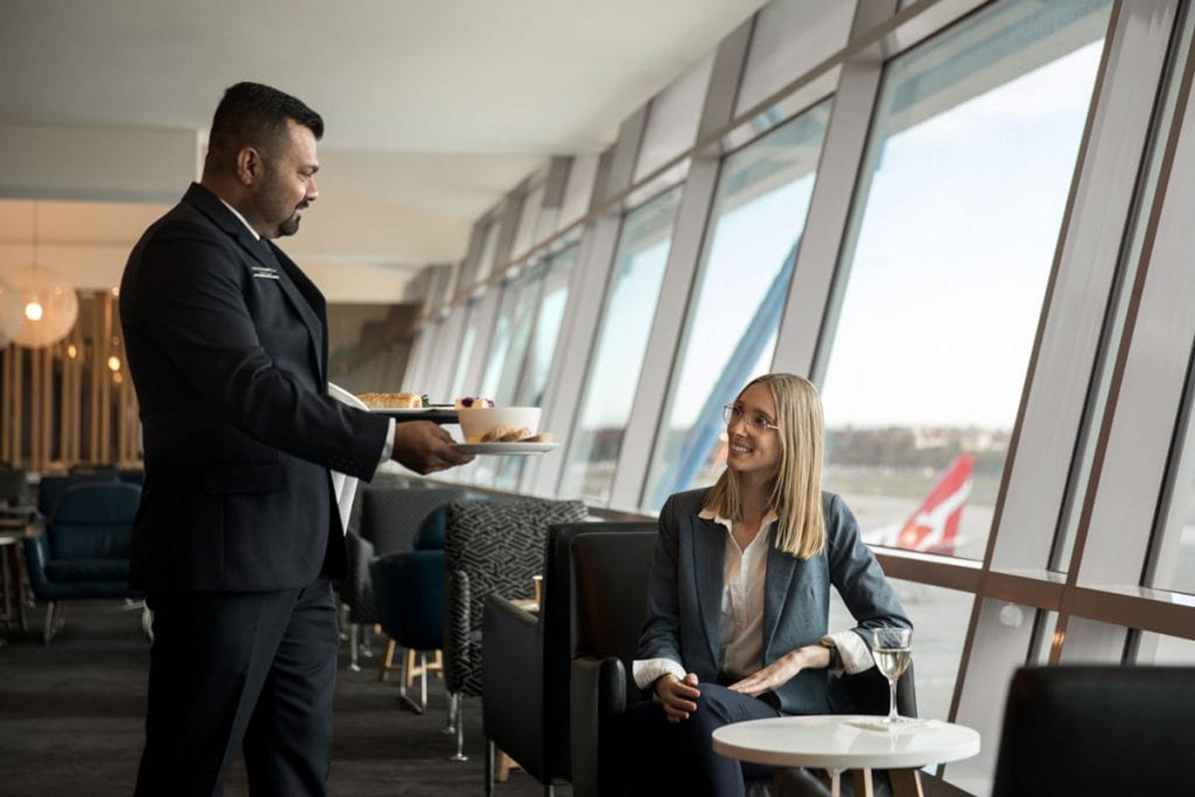 They serves food while you are waiting for your flight