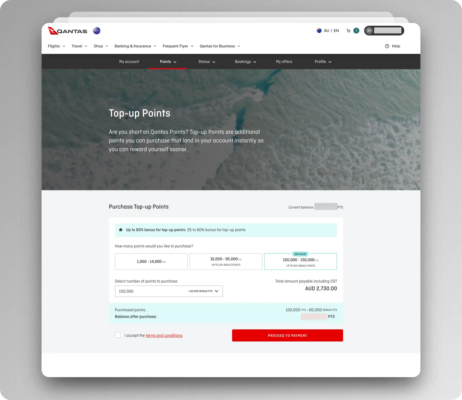 buy Qantas Points with a 60% bonus