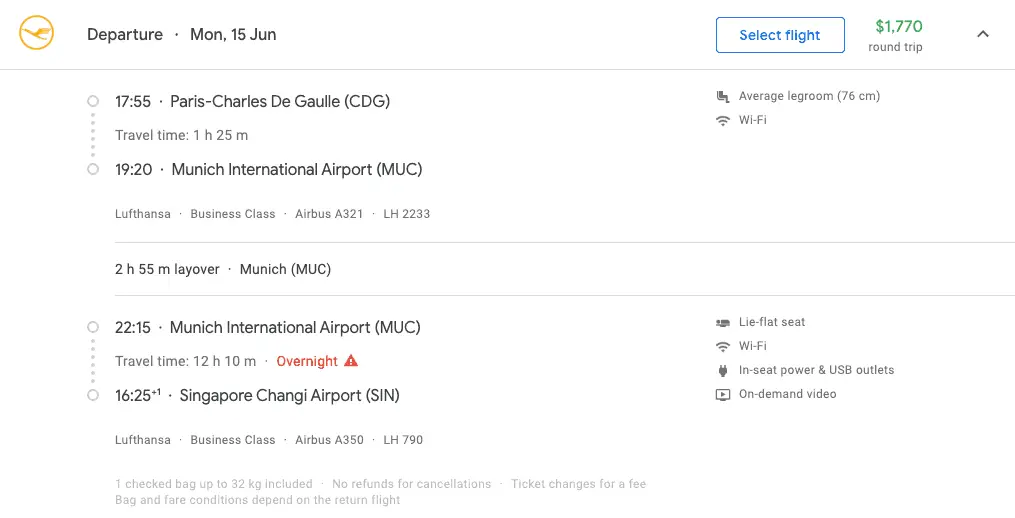 paris to singapore