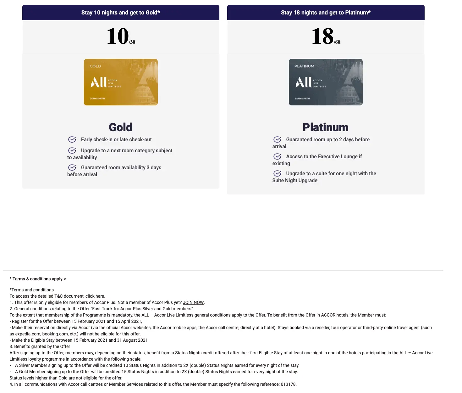Gold and Platinum Cards