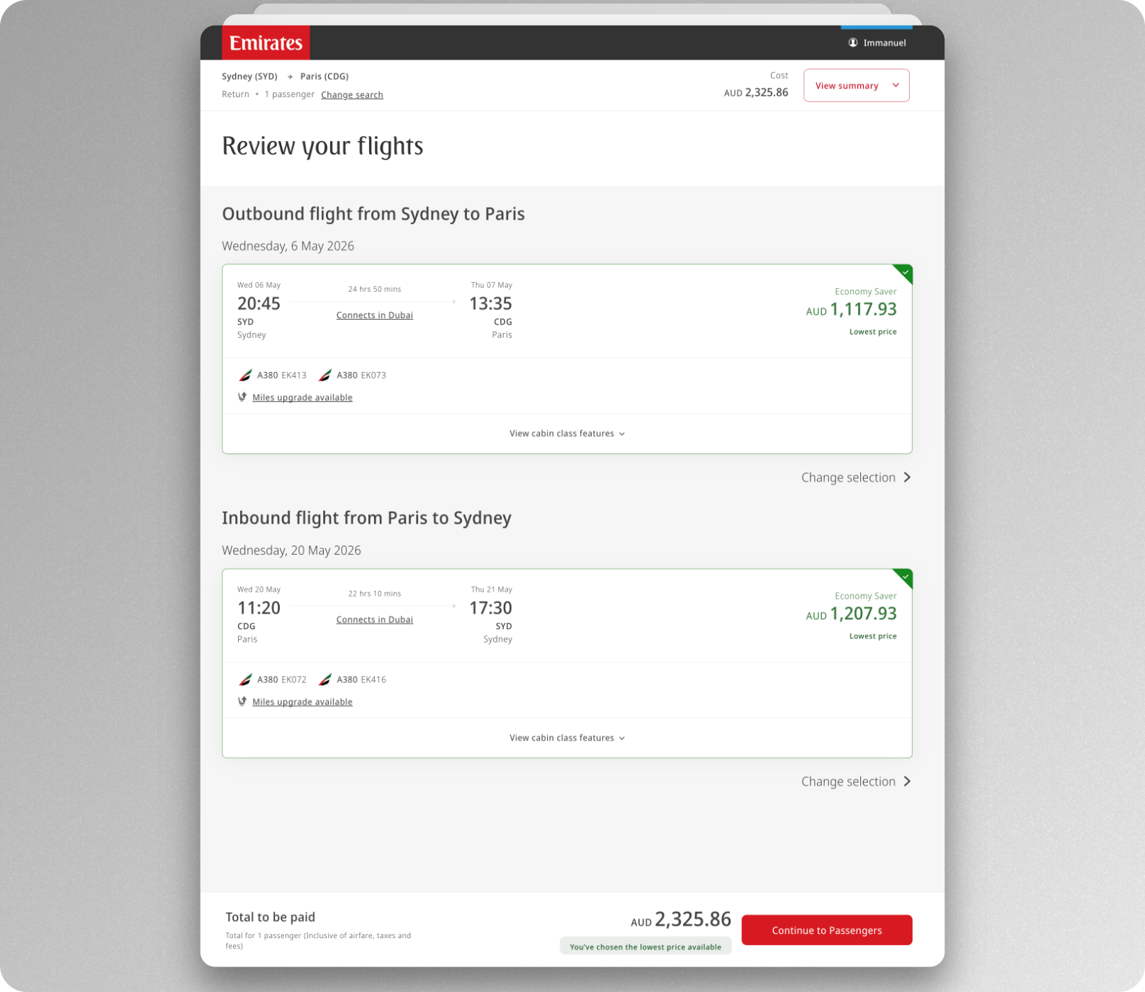 Emirates student discount tested