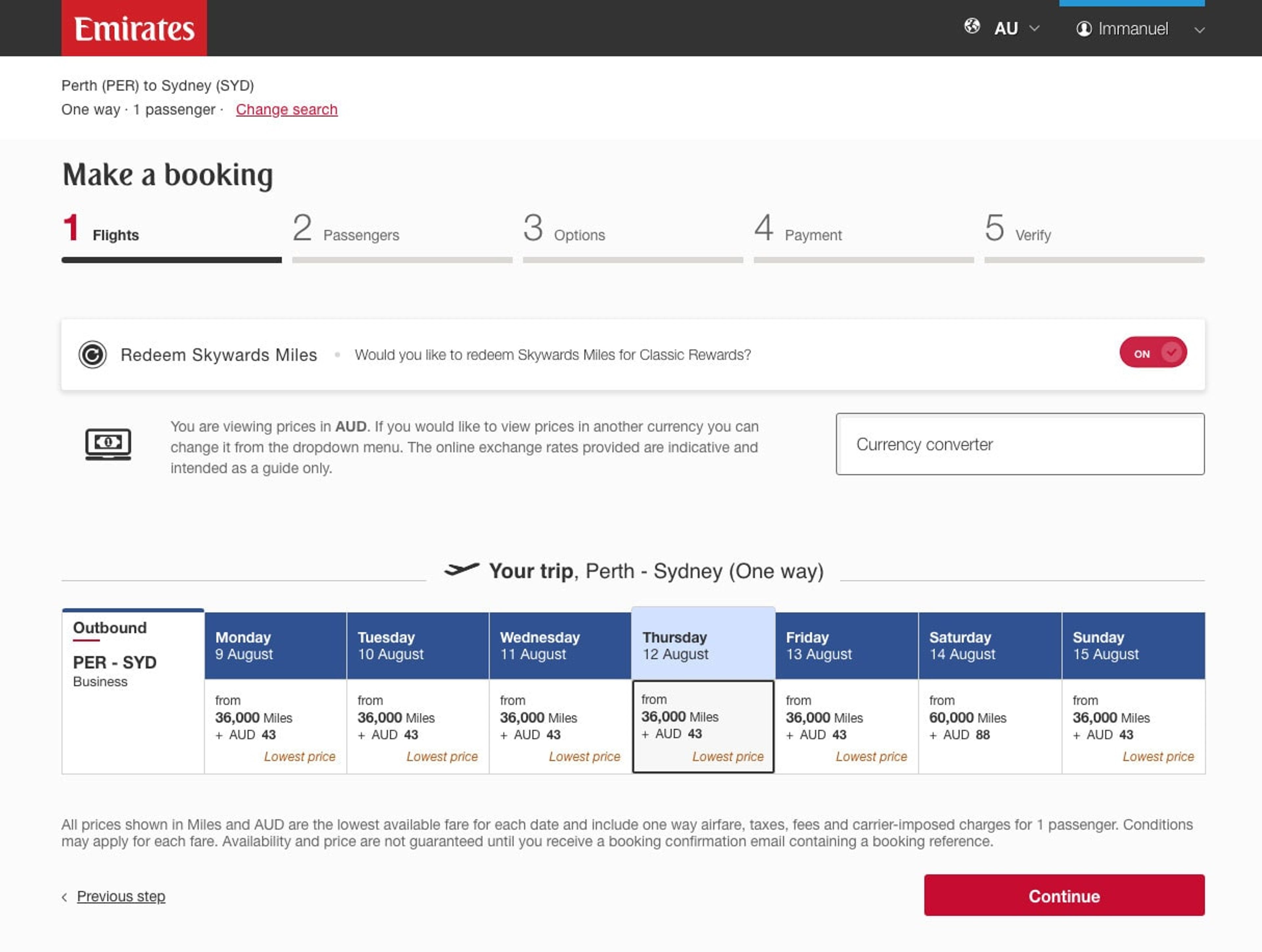 Emirates Skywards Ultimate Guide Booking Summary