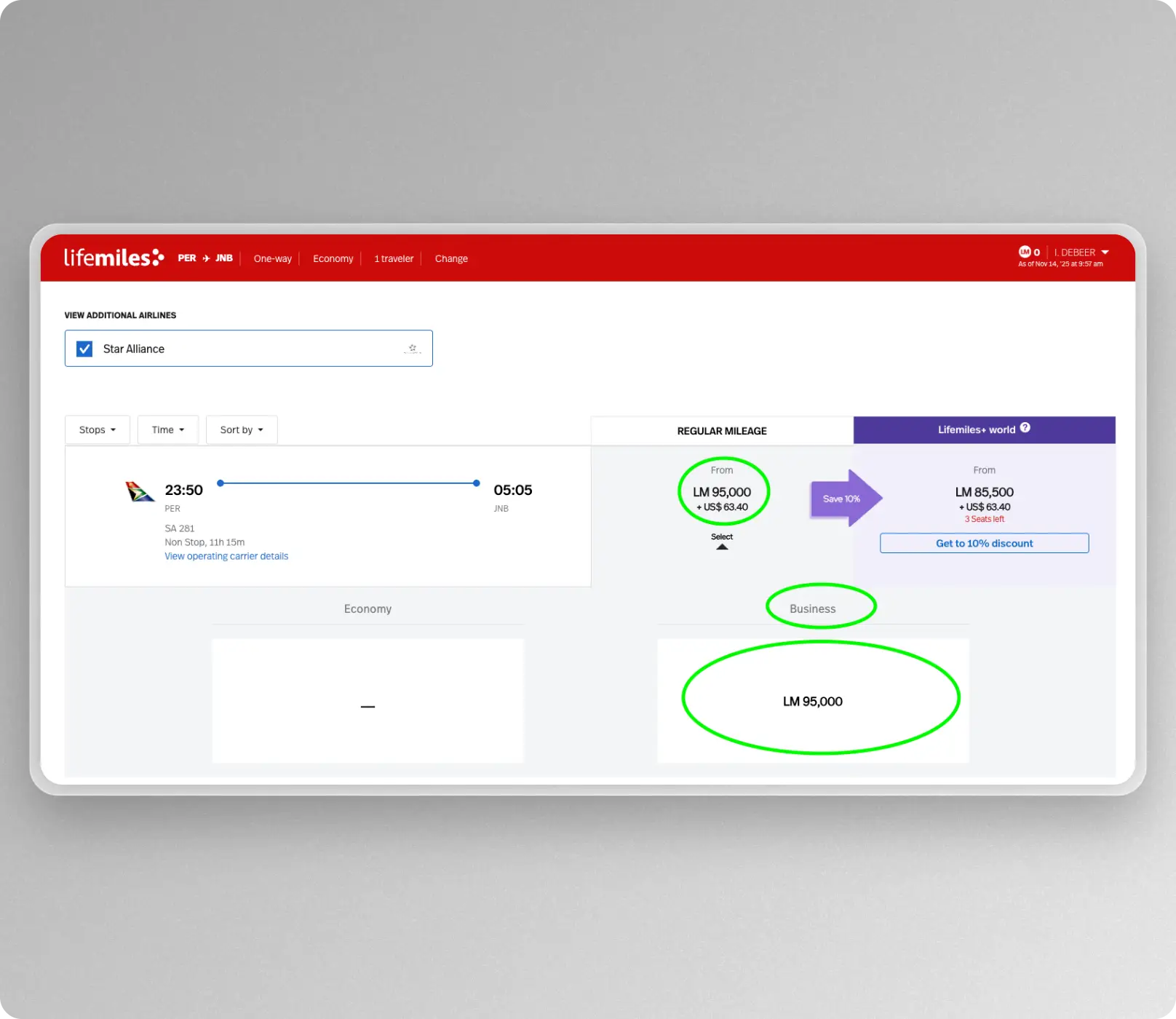 Buy Lifemiles to fly to South African from Australia