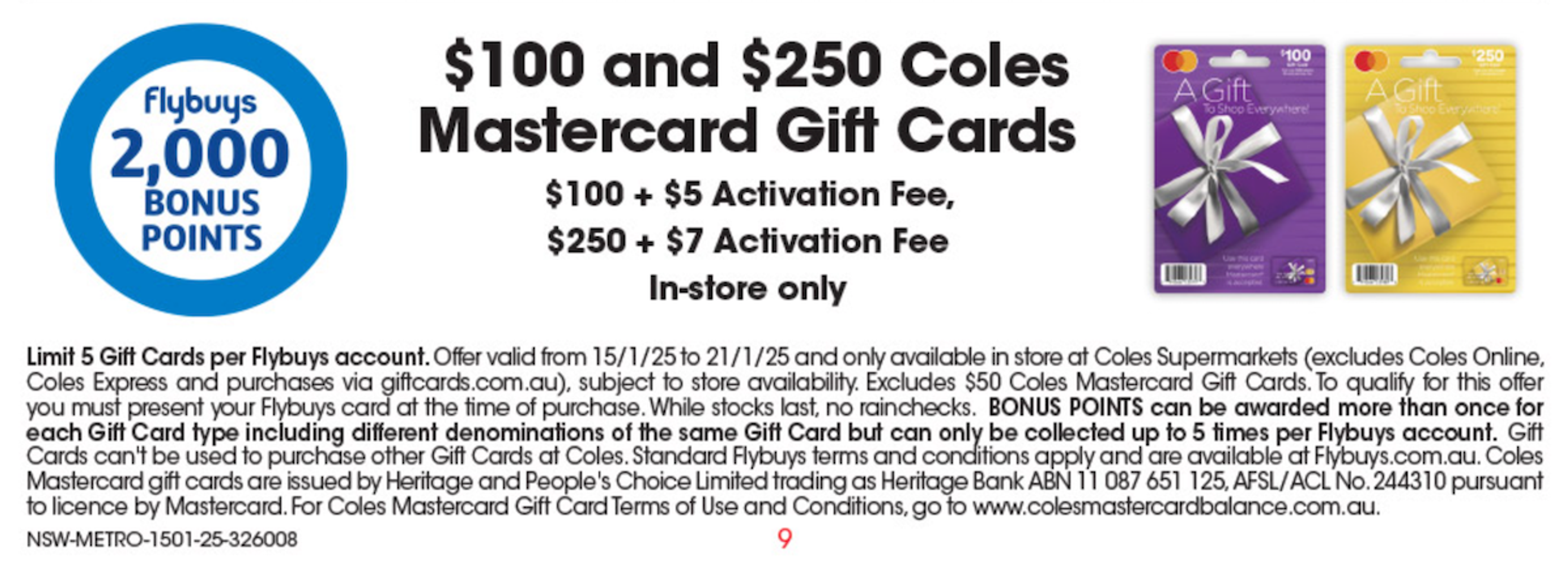 Coles Weekly Gift Card Bonus Offer