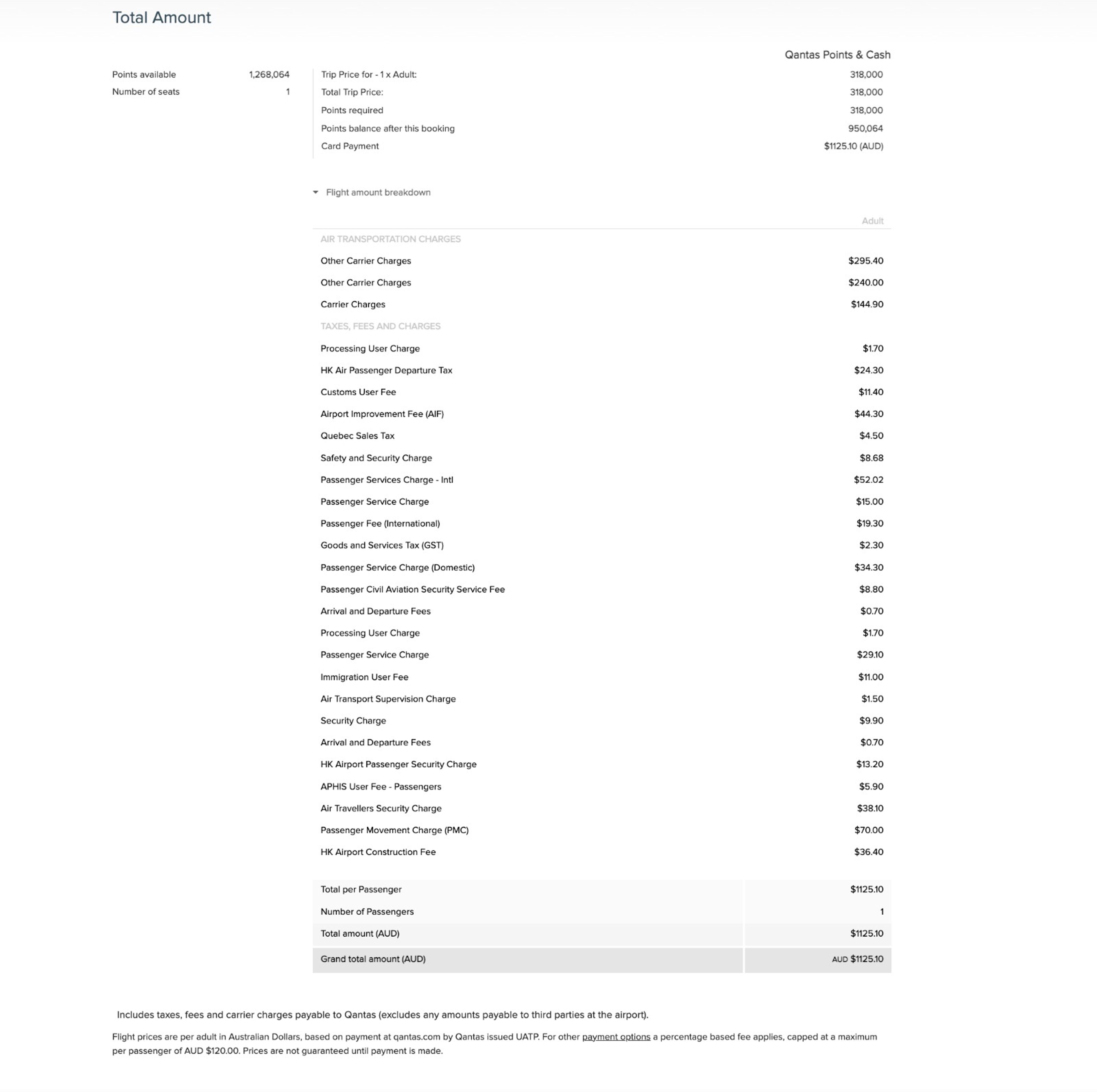 The check page displays the taxes and fees for your redemption.