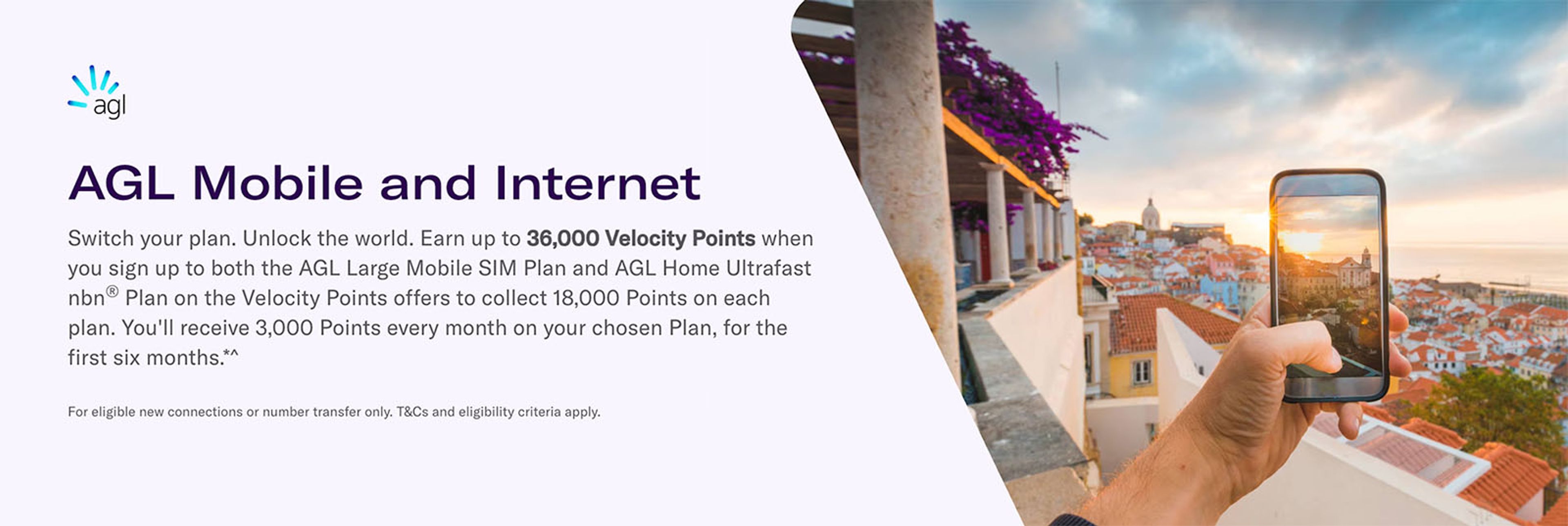 Bonus Velocity Points On AGL Mobile and Internet Plans