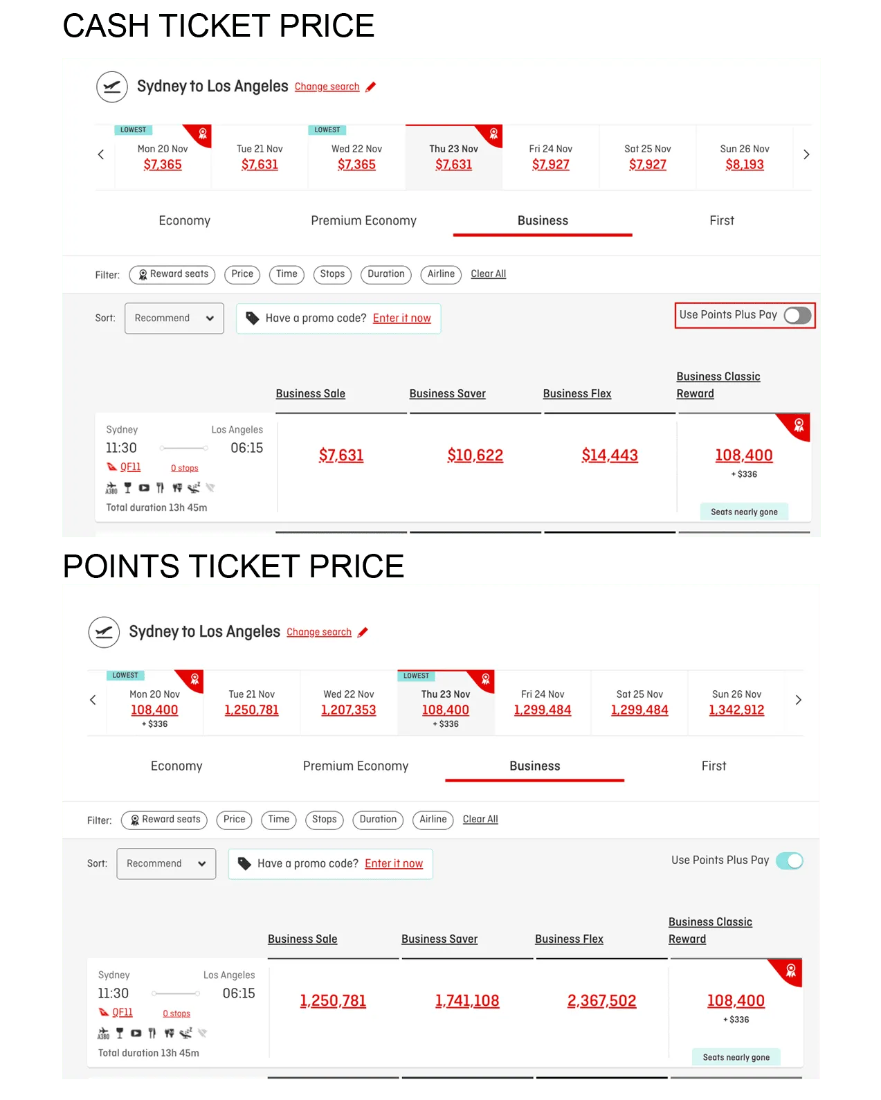 Qantas Points Pay vs Classic Reward