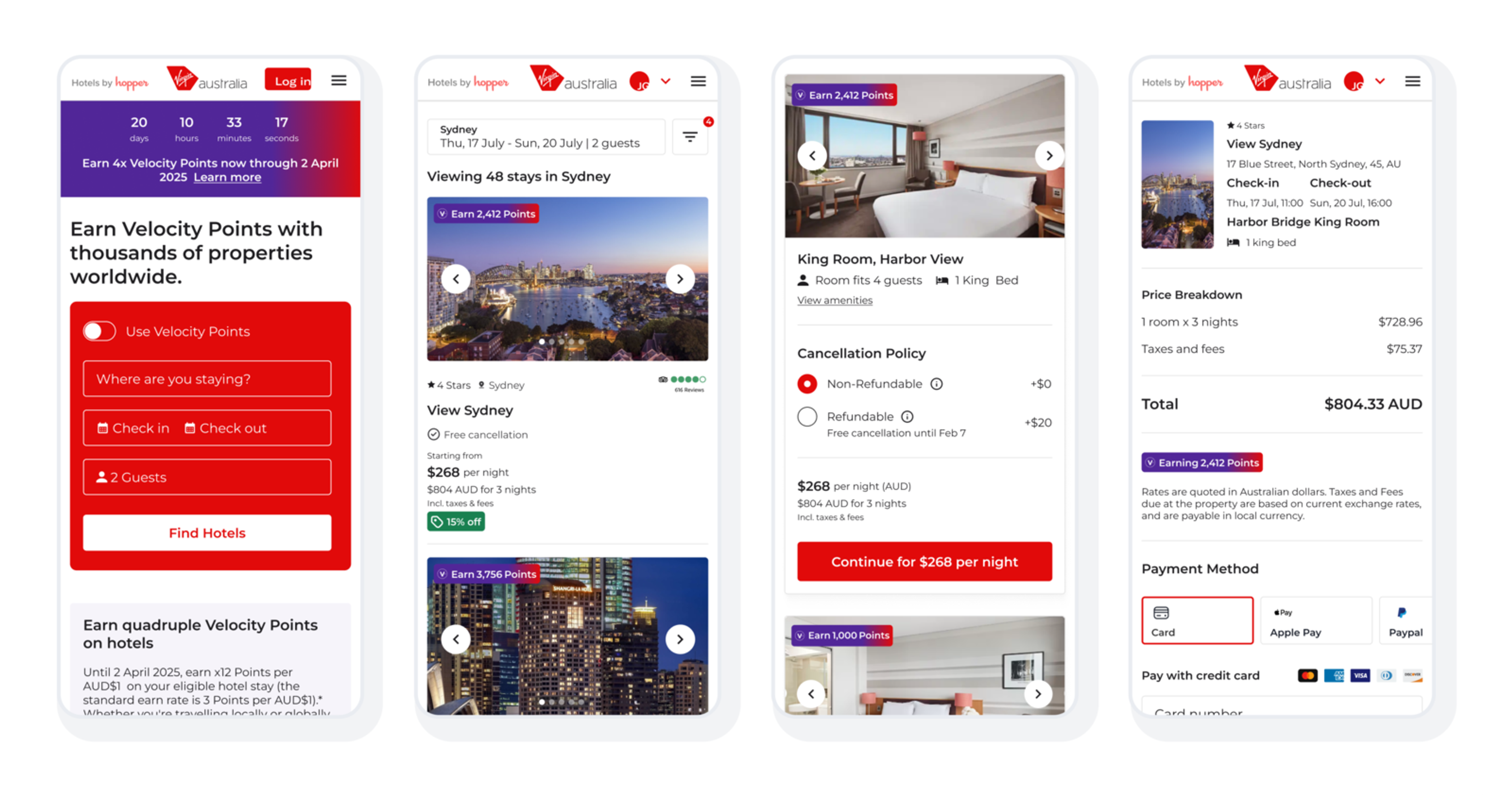 Velocity Points on hotels