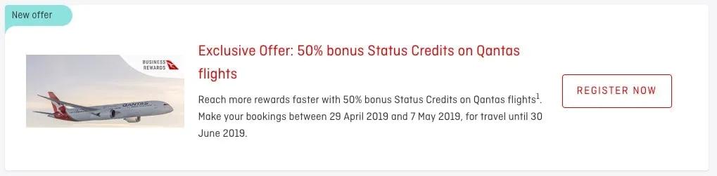 Earn 50% Bonus Qantas Status CreditsExclusive Offer
