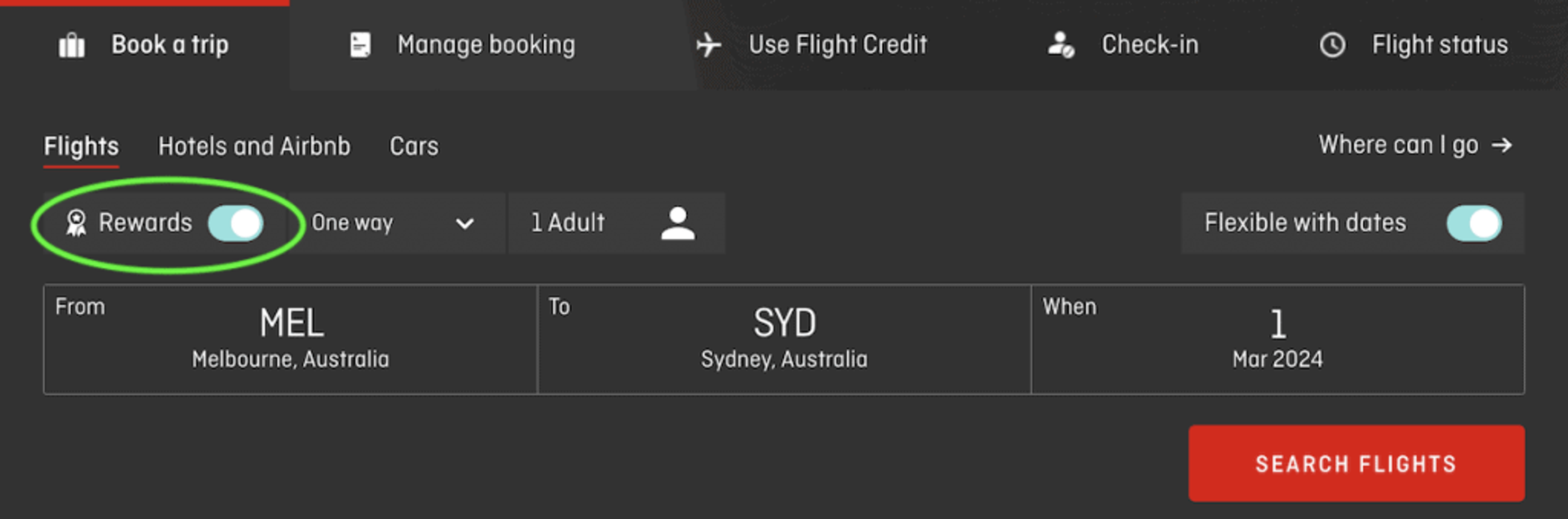 qantas flight reqard