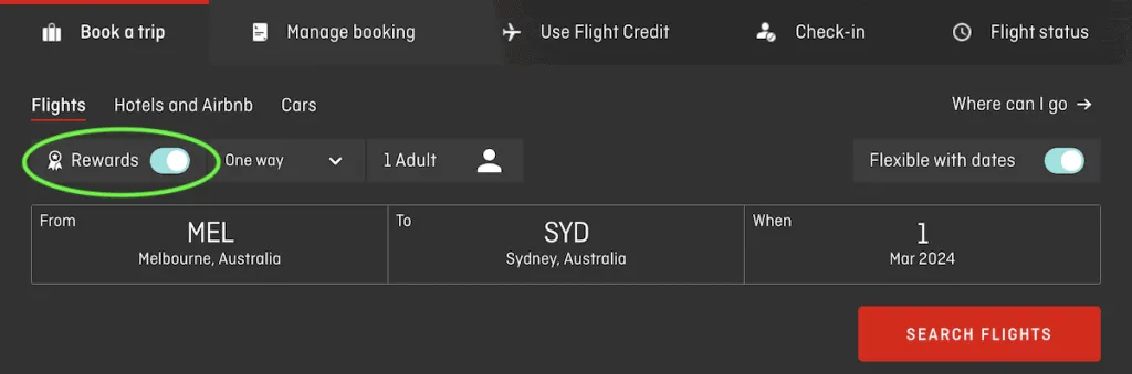 How to book Qantas reward flight