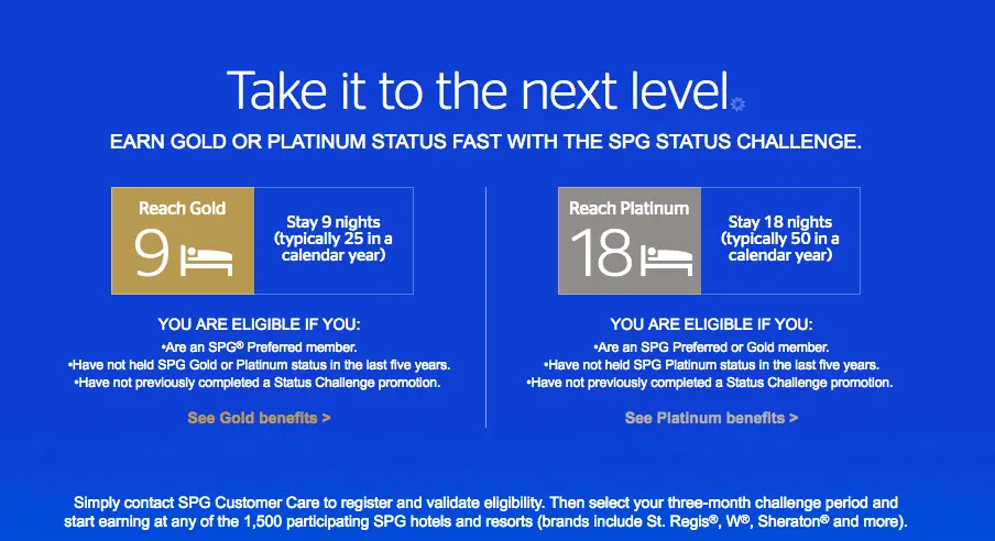 2018 SPG Status Challenge: Taking It To The Next Level! Gold or Platinum