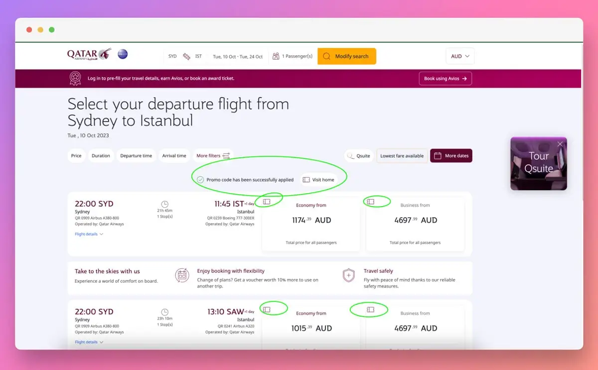 website interface