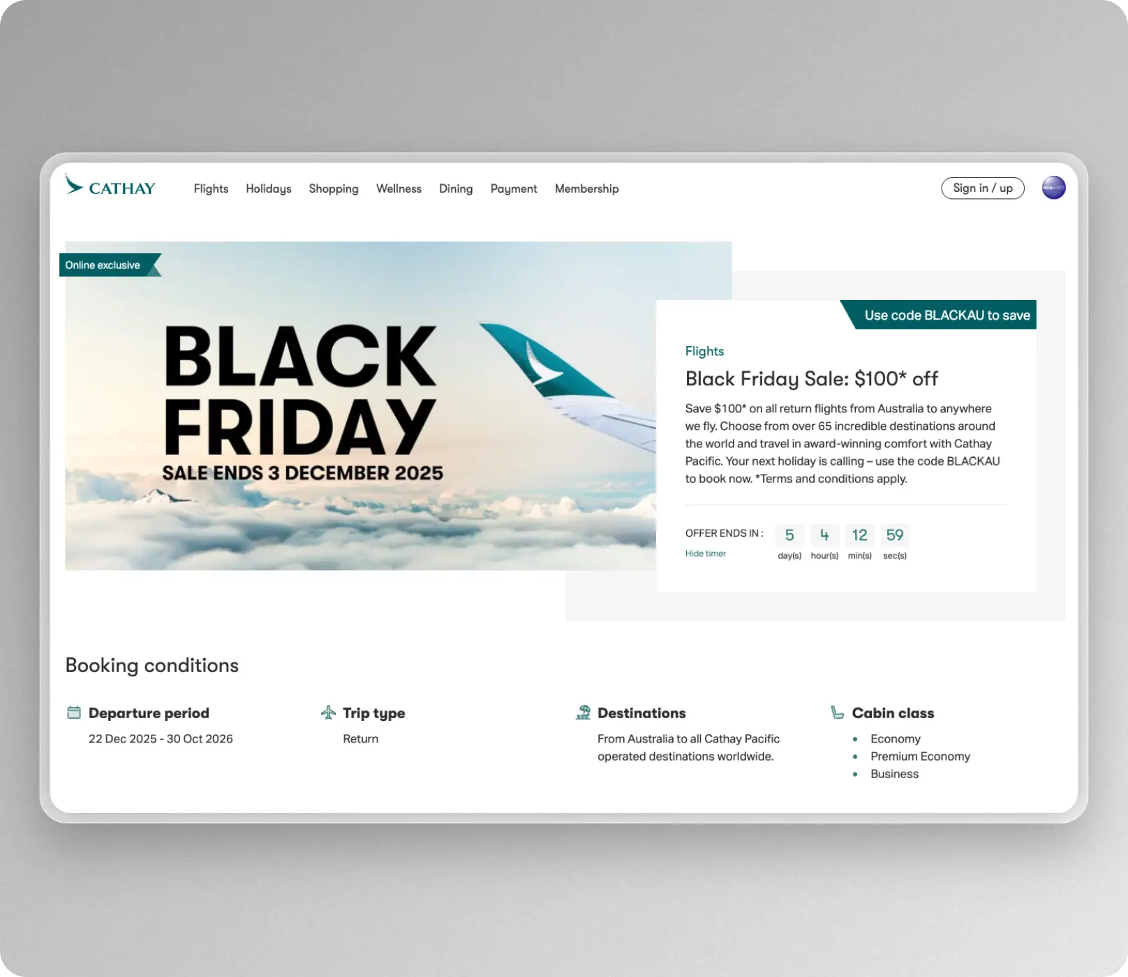 cathay pacific black friday sale 2025