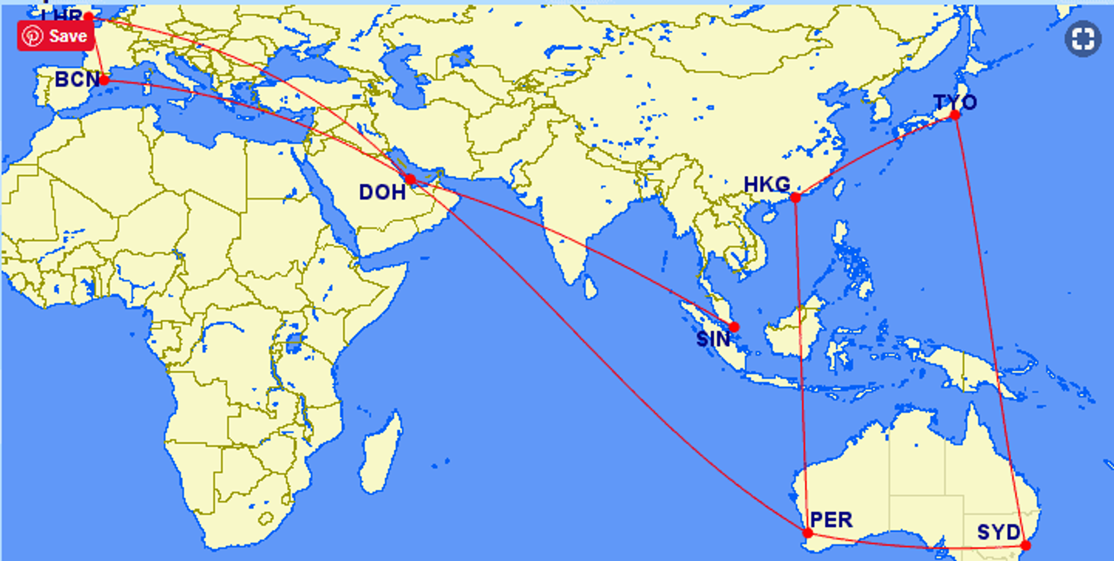 Qantas Round The World Points Booking Guide Maps