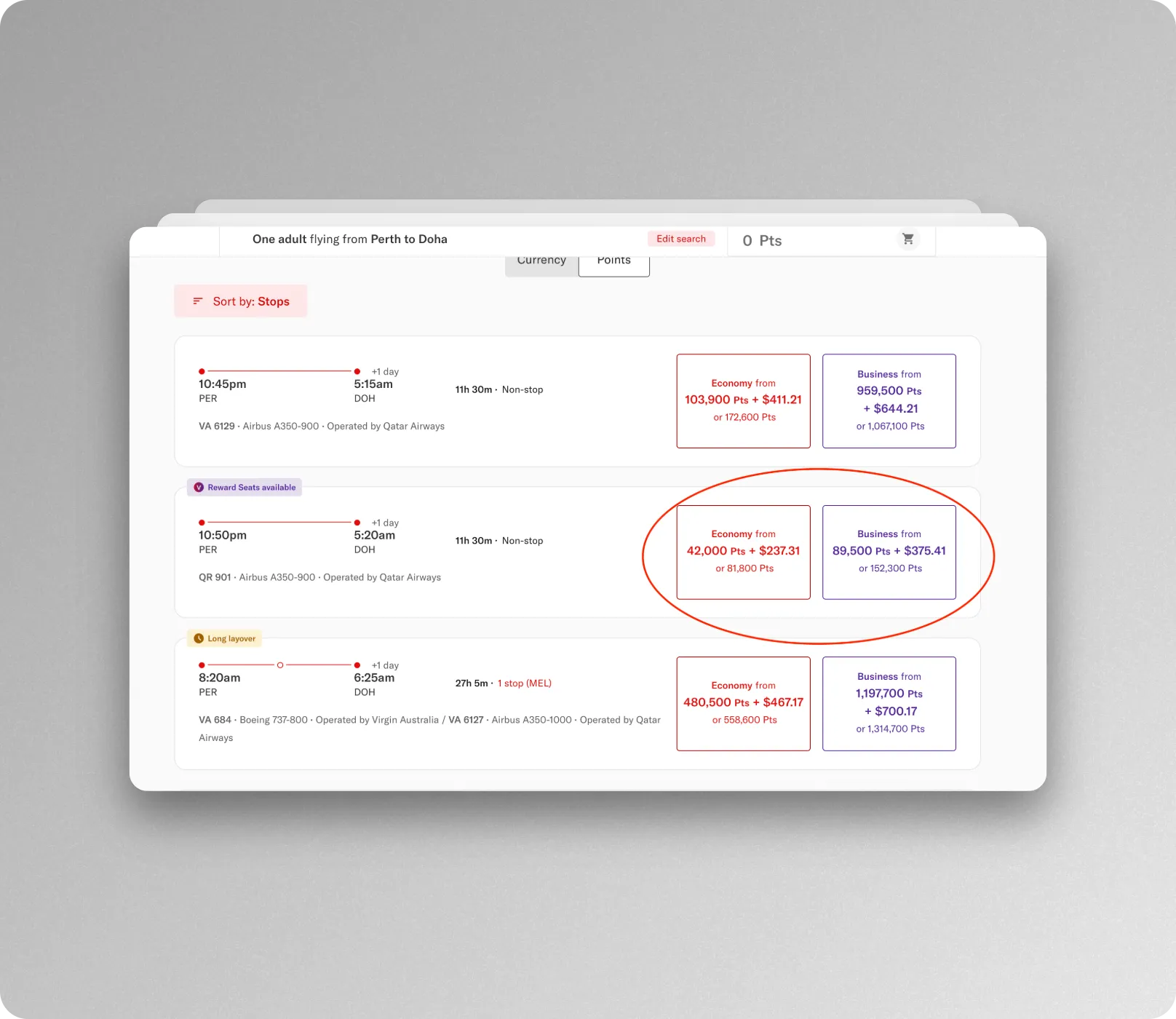 Use velocity points for Qatar Airways