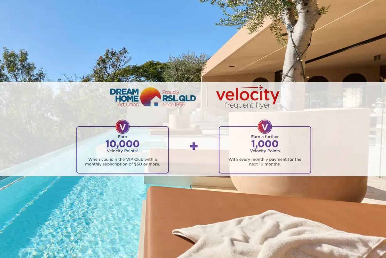 20,000 Velocity Points With Dream Home Art Union’s VIP Club