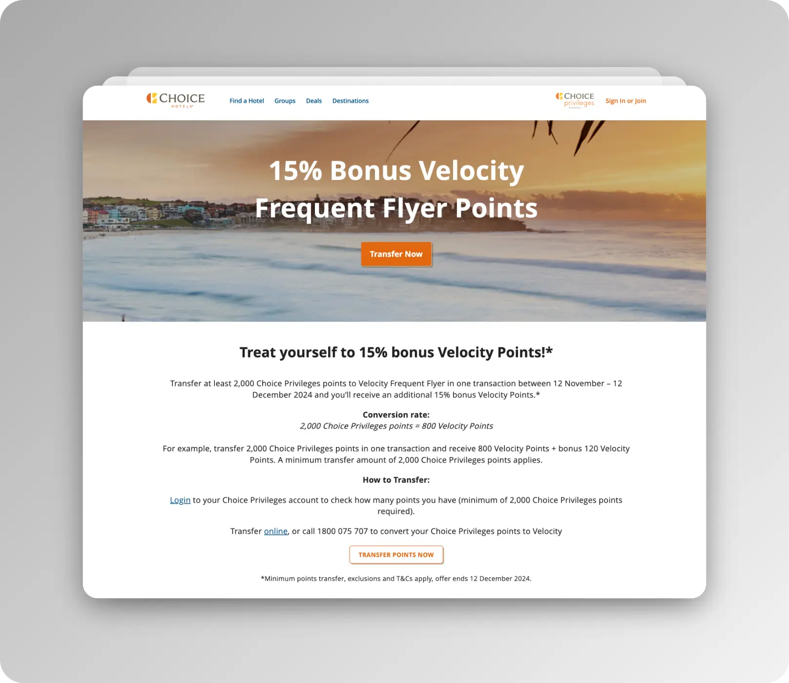 Choice Privileges Bonus Transfer