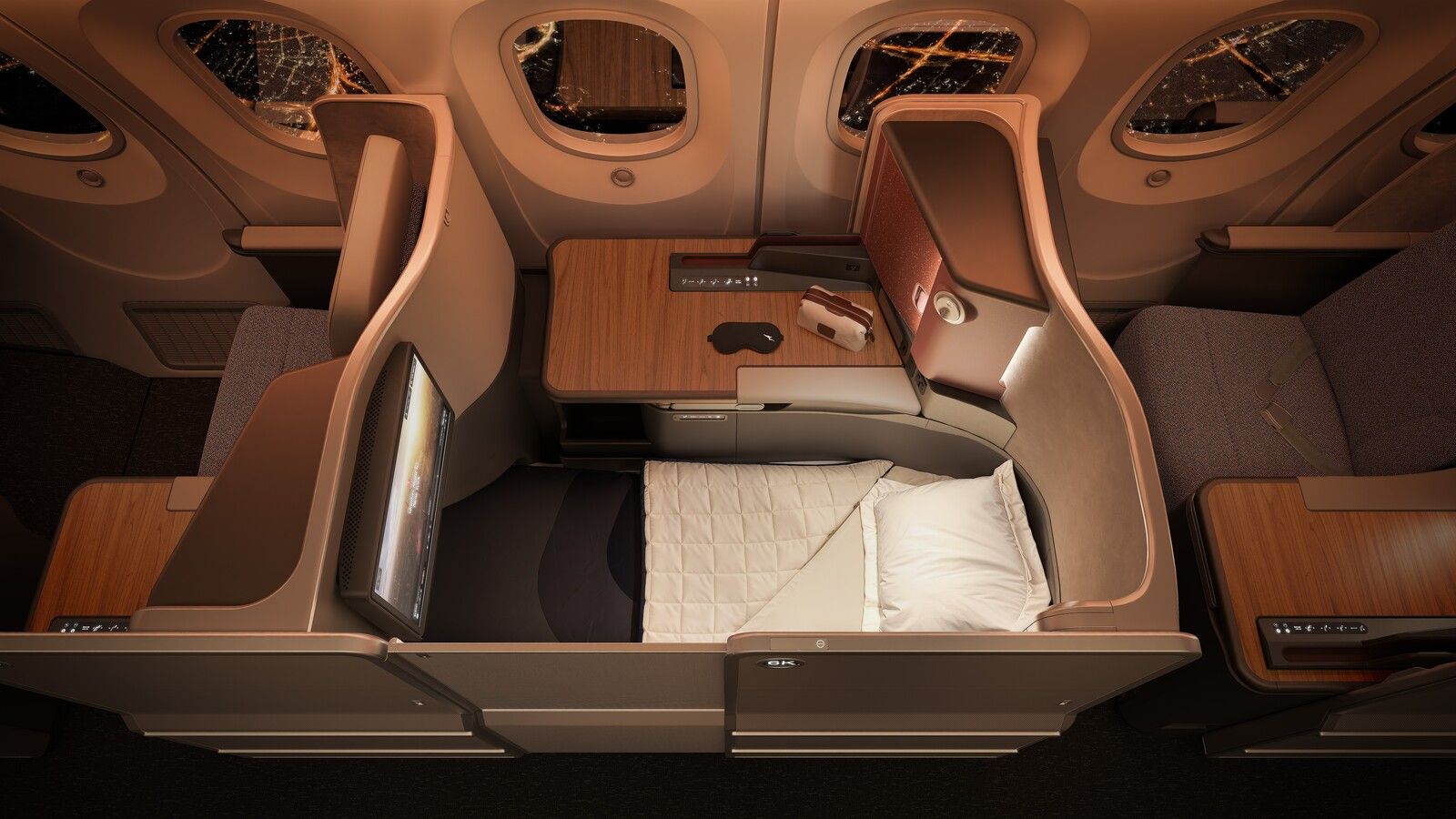Render of Qantas' new Boeing 787-9 business class