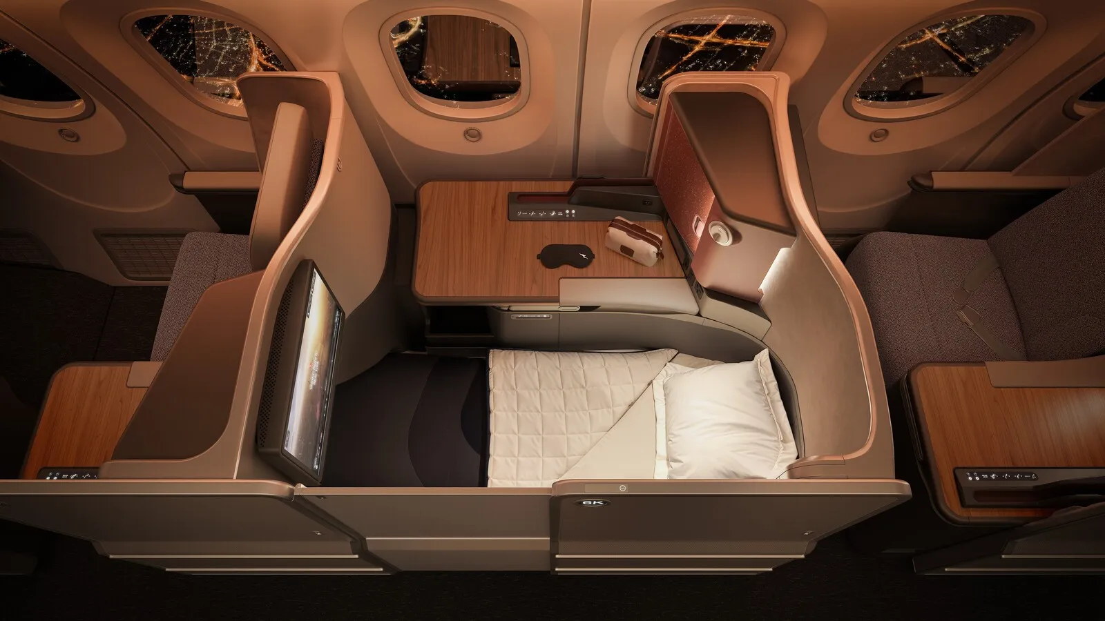 Render of Qantas' new Boeing 787-9 business class