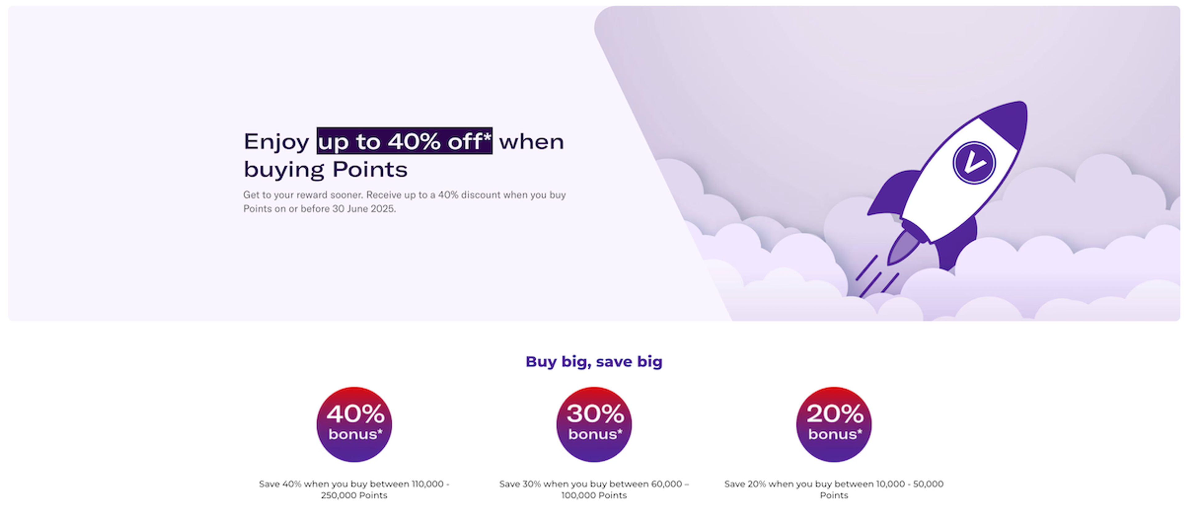 40% off Velocity Points June 2025