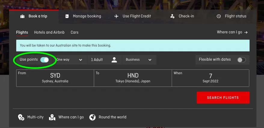 Qantas Use Points