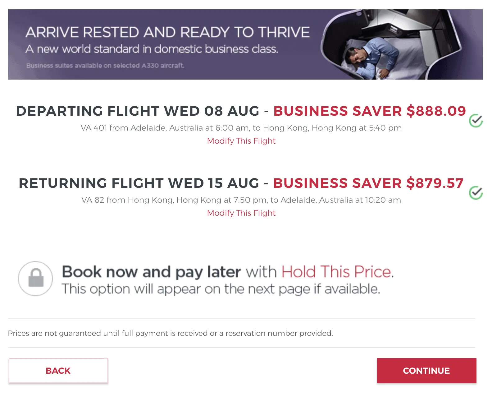 Virgin Australia The Business To Hong Kong