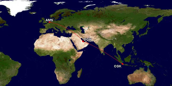 Qantas Frequent Flyer for British Airways Executive Club Flight map