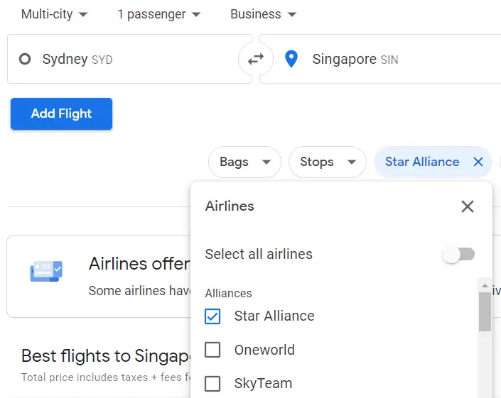 KrisFlyer Star Alliance