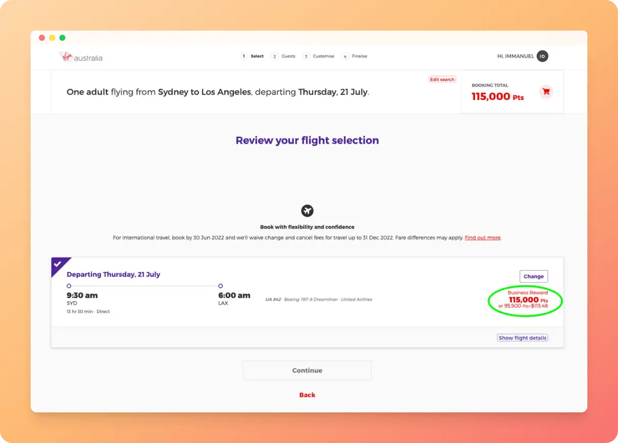 United Airlines Redemption with Velocity
