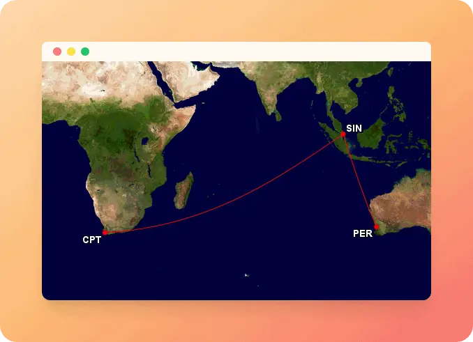 Perth to Cape Town via Singapore