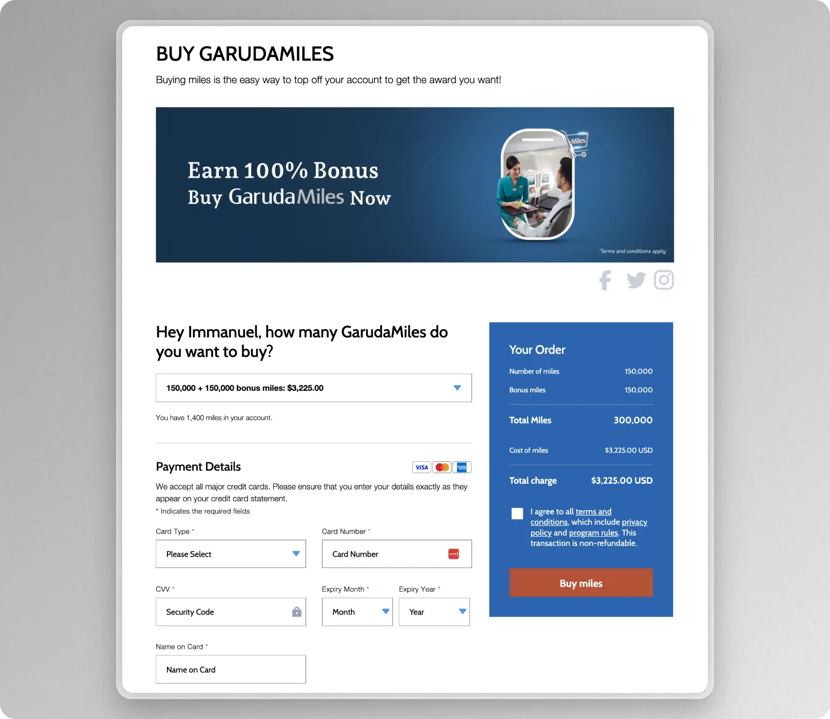 Buy GarudaMiles