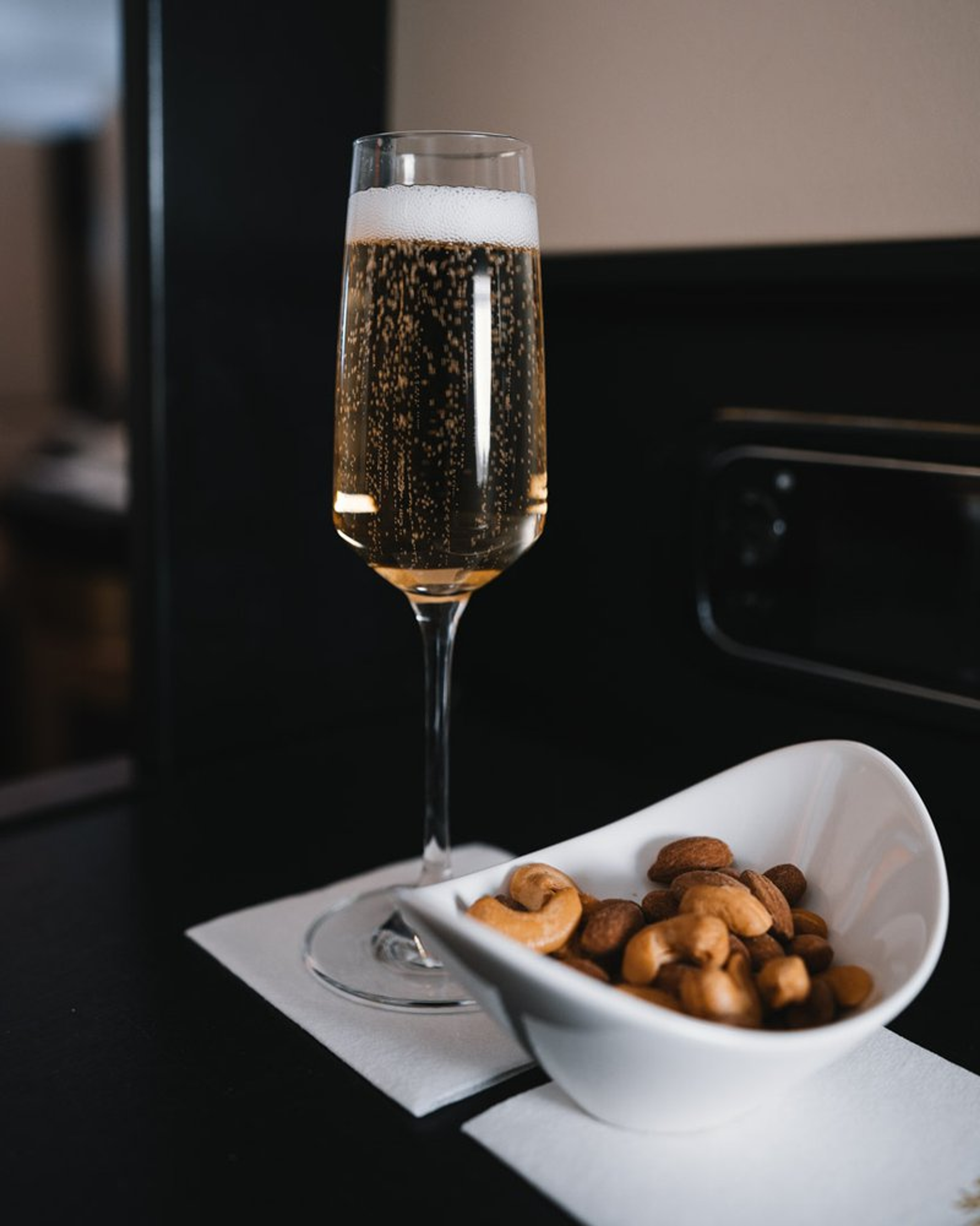 nuts and champagne