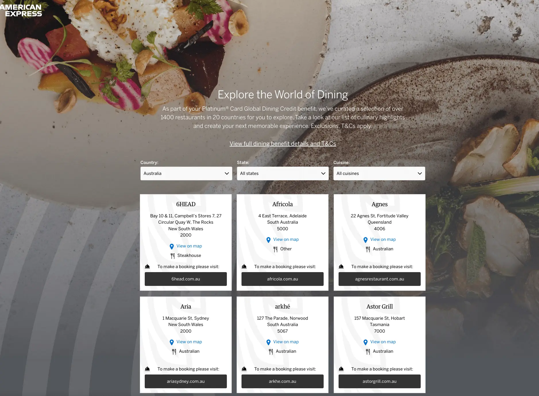 Participating restaurants