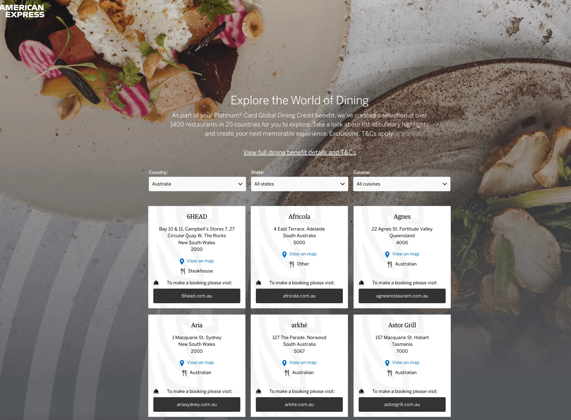 Participating restaurants