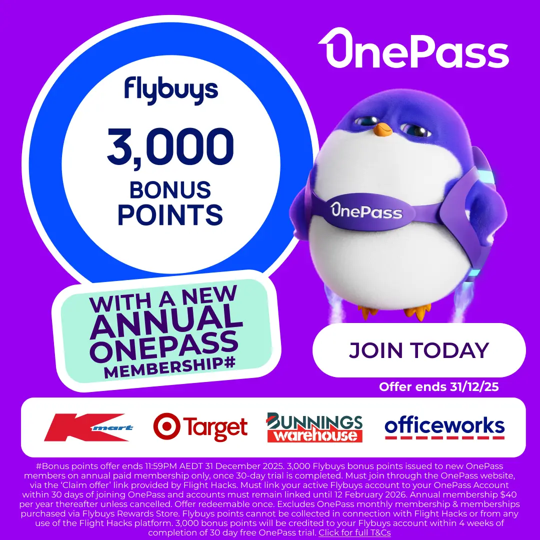 3000 bonus Flybuys with OnePass